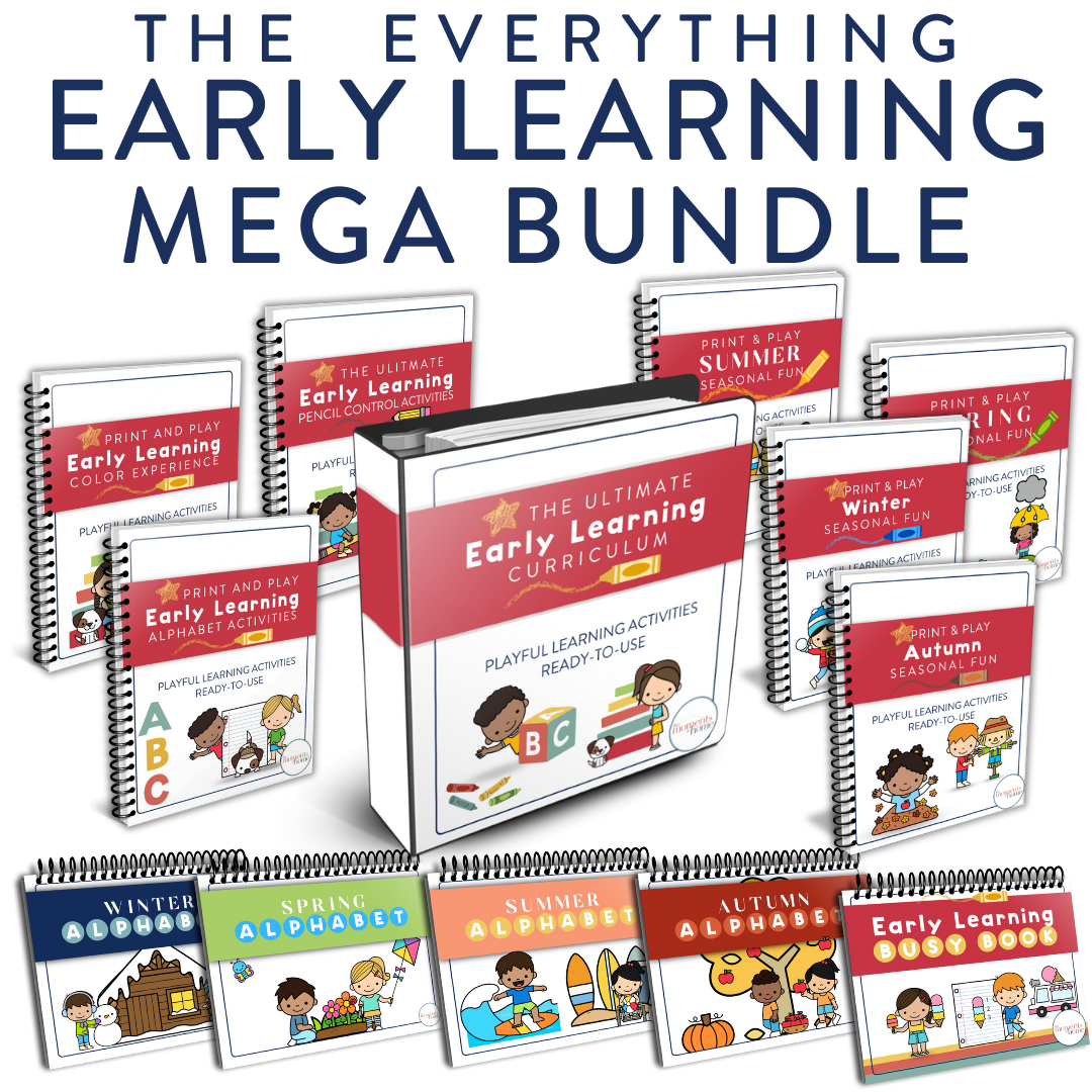 Collection of early learning educational books and materials on a white background